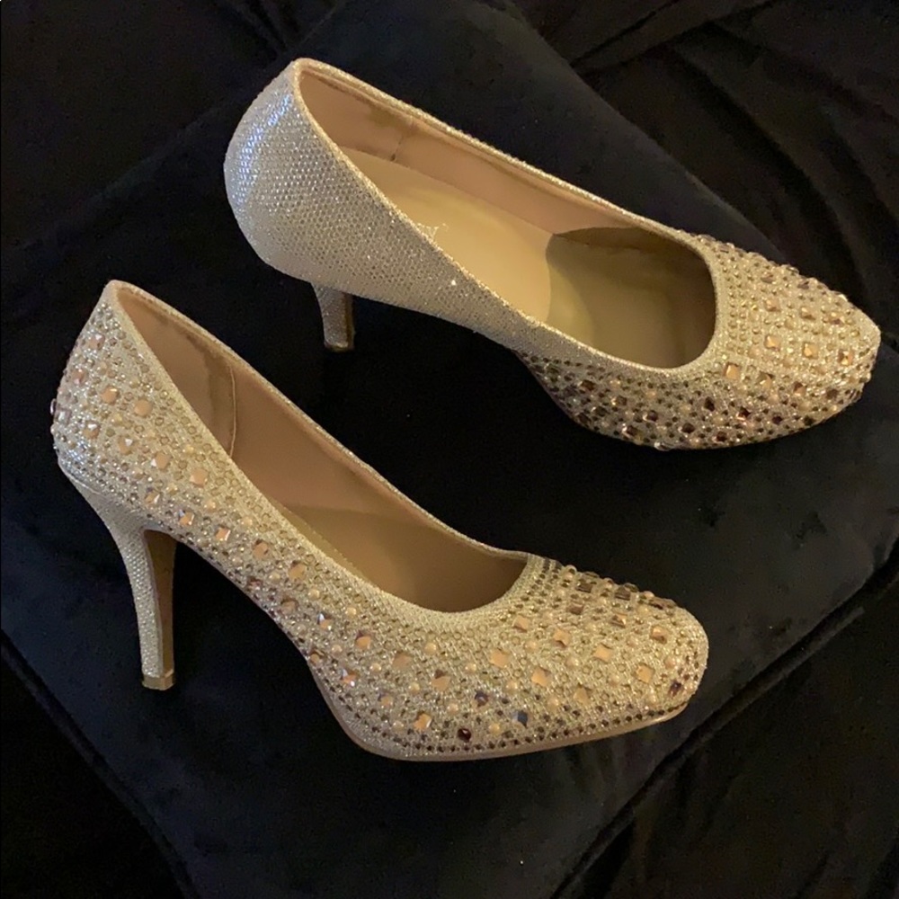 Gold Heels with Rhinestones Size 10